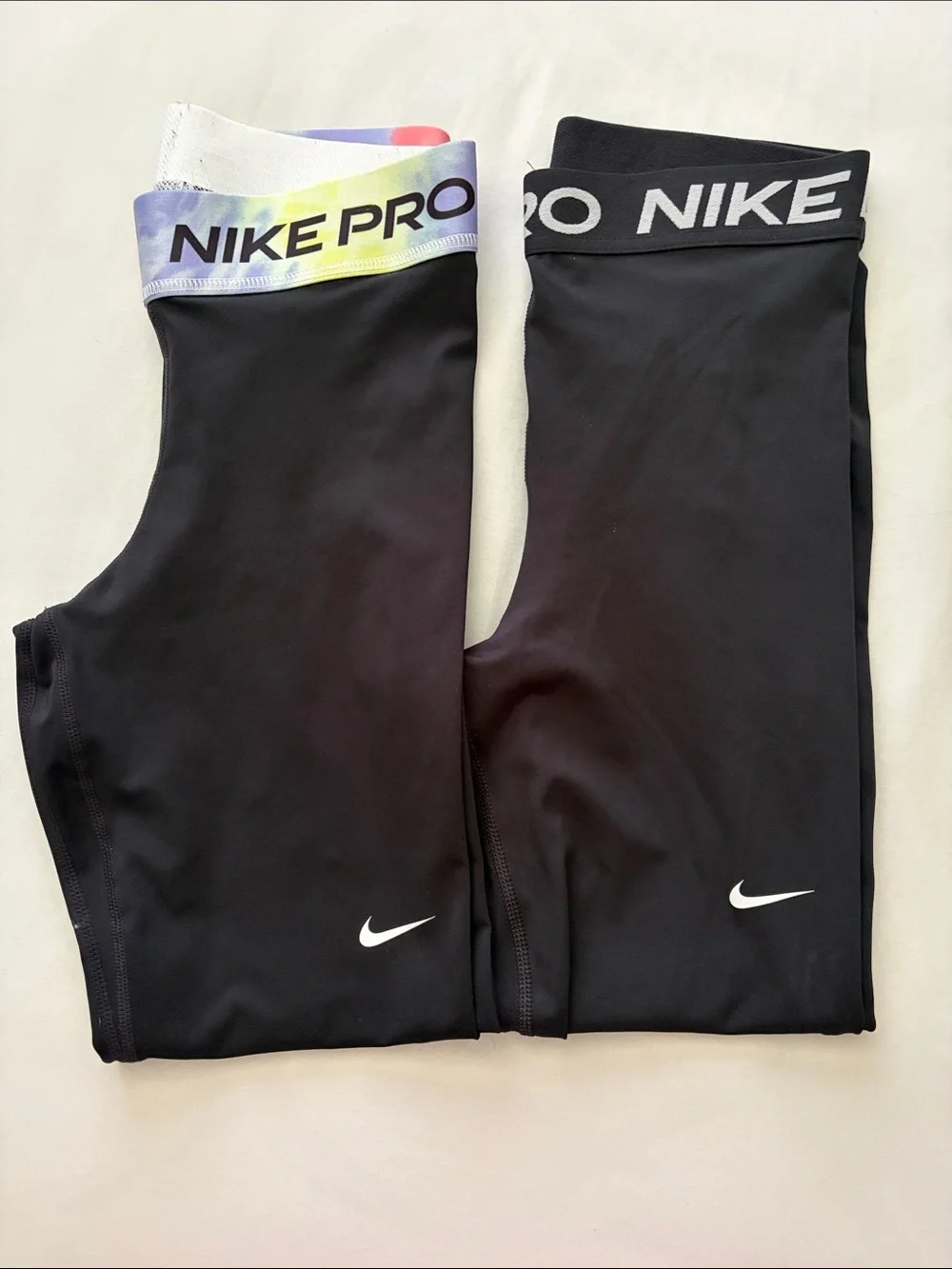 Nike Black Compression Leggings with Rainbow NIKE PRO Waistband